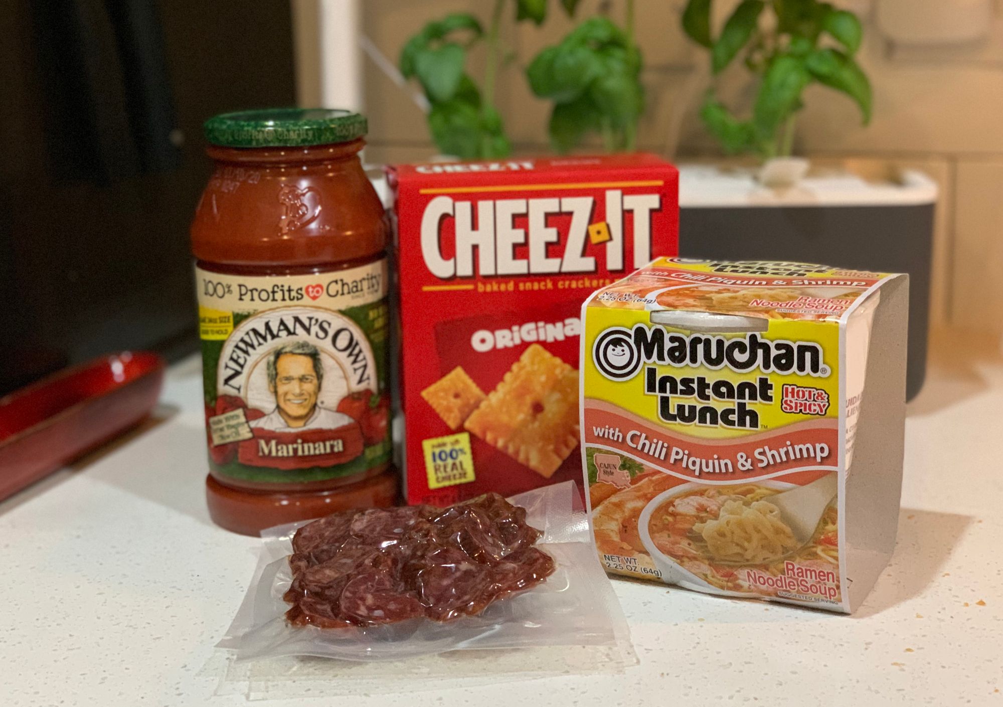 Making shakshuka with Cheez-Its and instant ramen